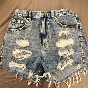 Pull and Bear distressed denim shorts size US 2